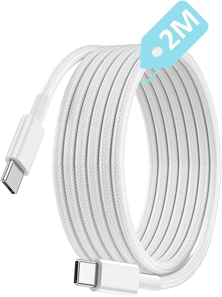 Type C-C, ÖRGÜLÜ ve GÜÇLENDİRİLMİŞ BOYUN, 1Metre, 60Watt Hızlı Şarj Kablosu (1Ad x 1Metre Beyaz)