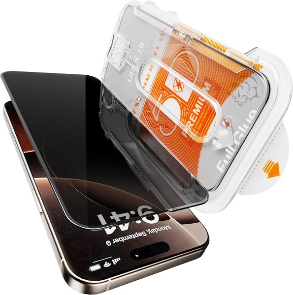 URUCHI iPhone 15/16 İle Uyumlu PREMIUM Gizlilik (Privacy) Ekran Koruyucu 45° Hayalet Görünüm, Kolay Kurulum Hizalama Aparatlı