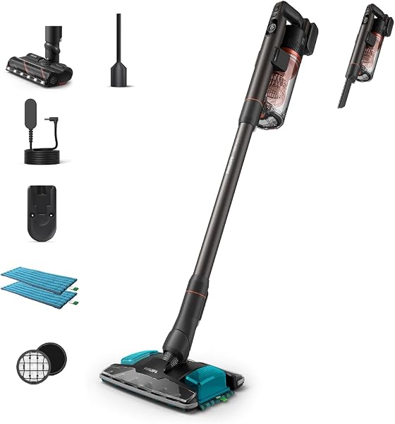 8000 Serisi Aqua Plus Kablosuz Dik Süpürge, 360° Güçlü Emiş, TriActive Akıllı LED Başlık, 80 dk'ya Kadar Kullanım, XC8153/10