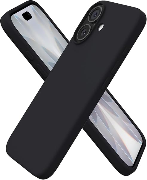 URUCHI iPhone 17 ile Uyumlu Kılıf, İçi Kadife Kaplamalı İnce Sıvı Silikon Tam Koruma Yumuşak Jel Silikon Kapak, Siyah