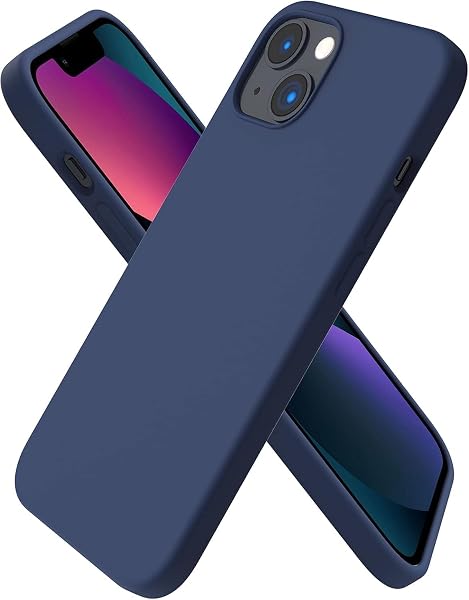 URUCHI iPhone 13 / iPhone 14 ile Uyumlu Kılıf, İçi Kadife Kaplamalı İnce Sıvı Silikon Tam Koruma Yumuşak Jel Silikon Kapak, L
