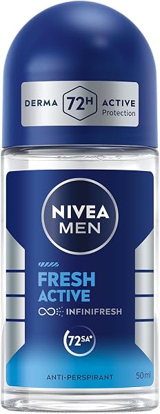 NIVEA MEN Erkek Roll on Deodorant 50 ml,Terlemeye Karşı 72 Saat Koruma,Okyanus Özleri Kokusu,Uzun Süren Ferahlık,Yapışkan His