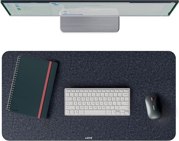Leitz Desk Mat Keçe 36x70 cm Gri | Kaymaz Mat, Yumuşak Yüzey, Klavye ve Fare Altlığı, Ofis ve Ev Masası Örtüsü, Dayanıklı ve 