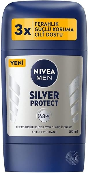 NIVEA MEN Erkek Stick Deodorant Silver Protect 50 ml, Ter ve Ter Kokusna Karşı 72 Saat Anti-perspira