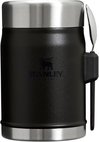 STANLEY Classic Legendary Yemek Termosu + Kaşık 0.4 Litre - Siyah 2.0 | Paslanmaz Çelik