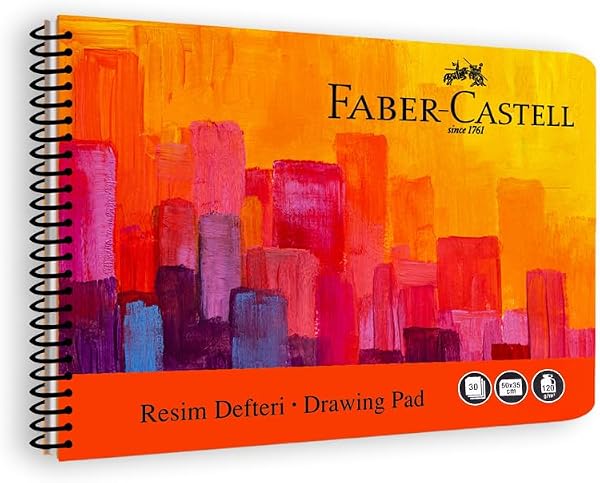 Faber-Castell Resim Defteri, 35x50 cm, 30 Yaprak, Sert Karton Kapak, Spiral Cilt, 120g Kaliteli Kağıt, Perforajlı Sayfalar, B