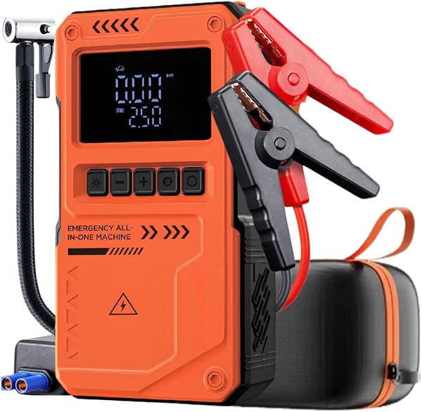 Auhma 10000mAh Jump Starter Akü Takviye Cihazı - 150 PSI Lastik Şişirme Hava Pompası, Taşınabilir Powerbank ve LED Fenerli Ço