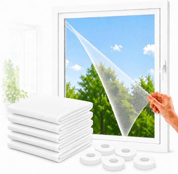 SOGUD Kayra 5’li Set Pencere Sinekliği 130x150 cm - Yapışkanlı Cırtlı Sineklik Tülü - Yıkanabilir Tekrar Kullanılabilir Kesil