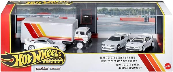 Hot Wheels Koleksiyon Seti Arabalar sergilenmeye uygun setler, 3 adet 1:64 ölçekli araba ve 1 adet 1:64 ölçekli Team Transpor