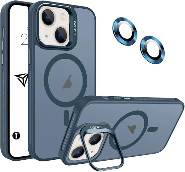 Babilden iPhone 14 Plus İçin Kılıf Kamera Korumalı Magsafe İle Uyumlu Kablosuz Şarj Özellikli Mat Şeffaf Renkli Standlı Lens 