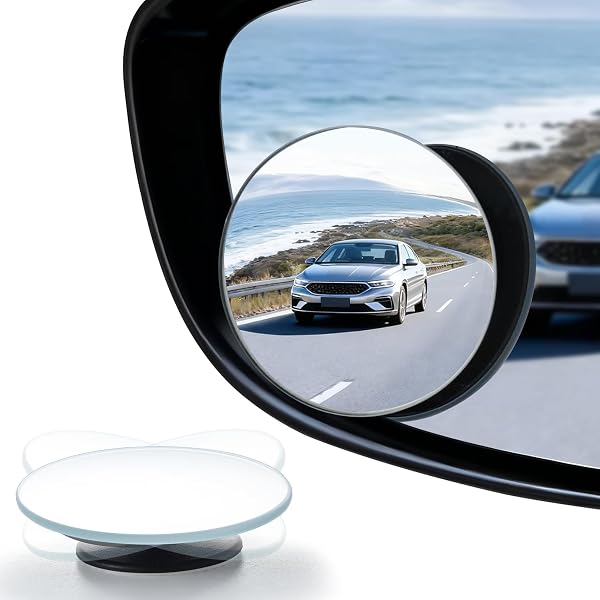 JIAHAO Kör Nokta Aynası, 2" Yuvarlak HD Cam Çerçevesiz Dışbükey Dikiz Aynası geniş açılı Ayarlanabilir Yapıştırma ile Otomobi