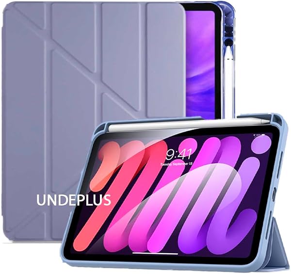 UnDePlus iPad Air 11inç M4/M3/M2 2026-2024 ile uyumlu Kılıf Kalem Bölmeli Trifolding Case Mor
