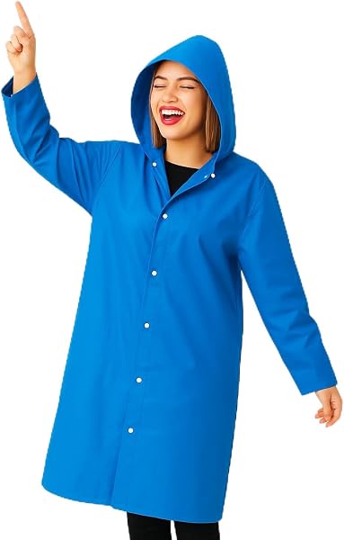 Vios Store Unisex Su Geçirmez Kapüşonlu Yağmurluk, Hafif ve Katlanabilir Yağmur Pançosu, Rüzgar Geçirmez Seyahat & Kamp Ceket