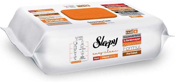 Sleepy Meyve Serisi Yüzey Temizlik Havlusu Mendili Portakal 100 Yaprak