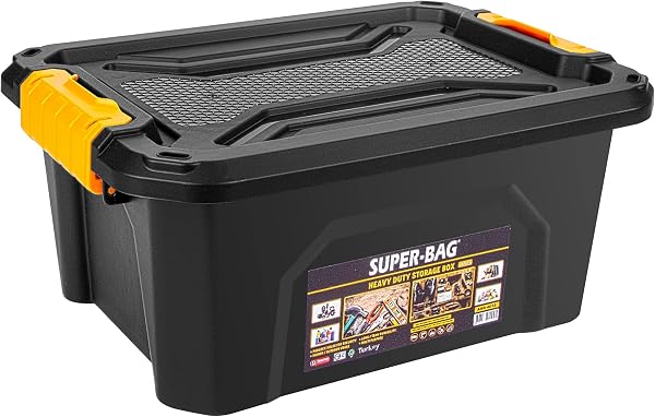 Super Bag 12 L Kapaklı Saklama Kutusu, Plastik Depolama ve Düzenleme Kutusu, Kilitlenebilir Çok Amaçlı Eşya Saklama Kabı, Ev 