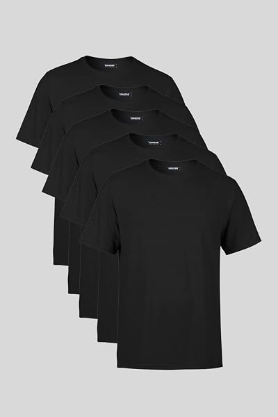 BY COMEOR Erkek Çok Renkli T- Shirt Regular Fit Rahat Kesim Bisiklet Yaka 5'li Basic Tişört Paketi