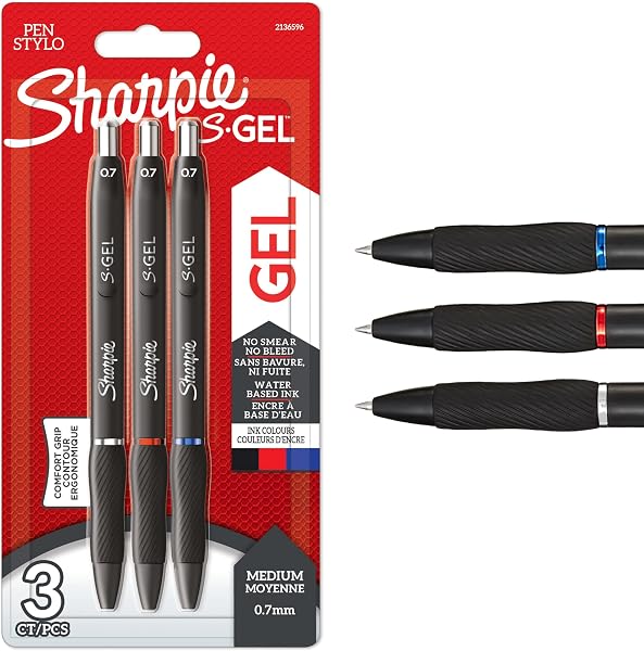 SHARPIE Sharpie S Gel Jel Mürekkepli Kalem, 0.7 Mm, Siyah, Mavi, Kırmızı - 3'Lü Bls