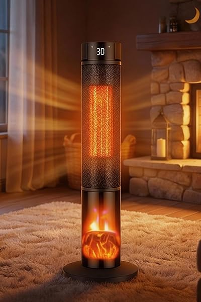 ROBO Şömineli Seramik Kule Tipi Dikey Hızlı Isıtıcı Uzaktan kumandalı