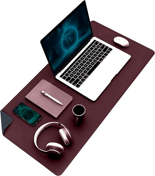 Klasse Çift Renk Dikişli PU Deri Masa Matı 80x40 Cm Mousepad, Su Geçirmez Masa Sümeni, Çift Taraflı Kullanım, Dizüstü Bilgisa