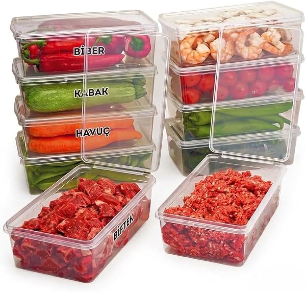 Kitchen Life 10 Adet 1000Ml Kapaklı Derin Dondurucu Difriz Saklama Kabı - Buzdolabı Düzenleyici