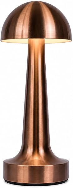 ROBEVE Şarjlı Dokunmatik Metal Masa Lambası Bronz Red | 3 Renk Işık, Ayarlanabilir Parlaklık, Kablosuz LED Gece Lambası | Ev,